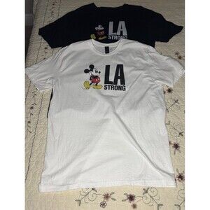 Disney LA Strong Mickey Mouse Graphic T-Shirt Lot of 2 Adult Large Black White